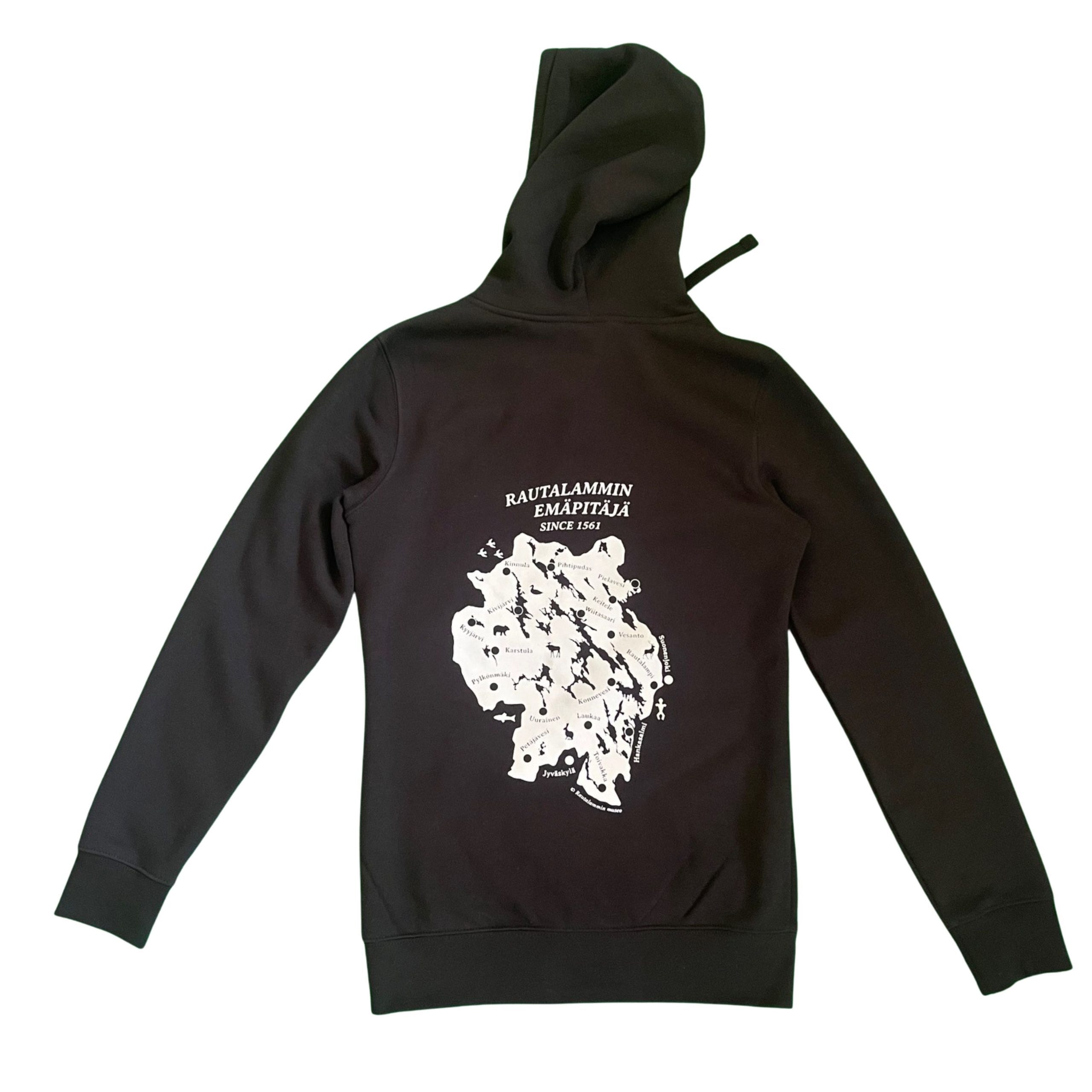 Rautalammin emäpitäjä -huppari, naisten malli, musta