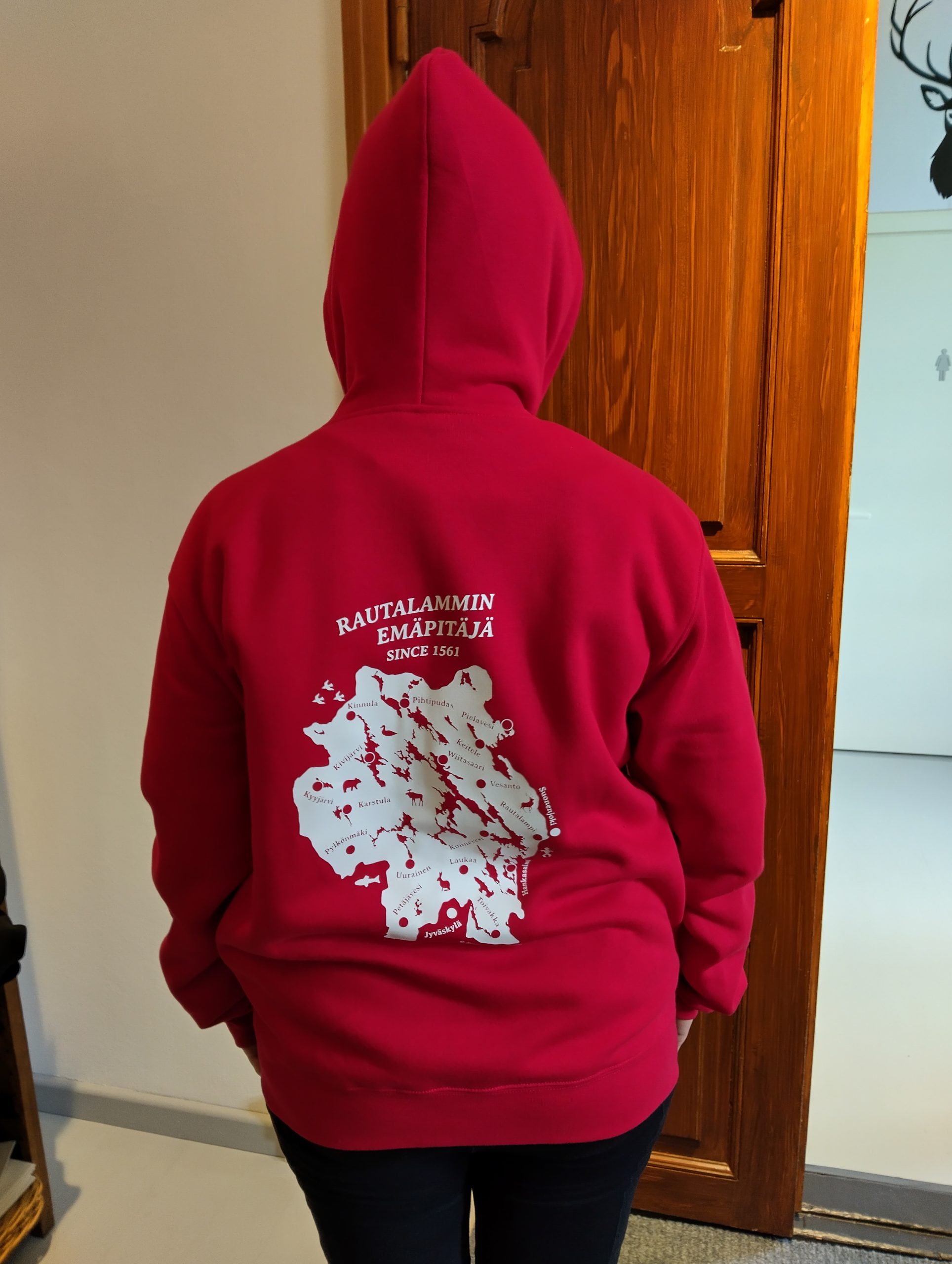 Rautalammin emäpitäjä -huppari, miesten malli, punainen